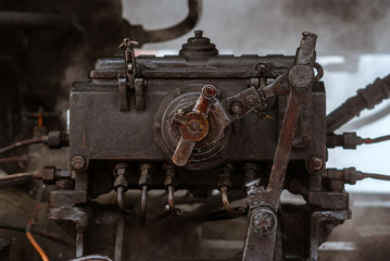 fragment of valve gear of a steam locomotive