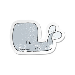 retro distressed sticker of a cartoon happy whale