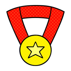comic book style cartoon gold medal