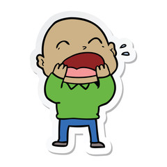 sticker of a cartoon shouting bald man