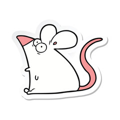sticker of a cartoon frightened mouse