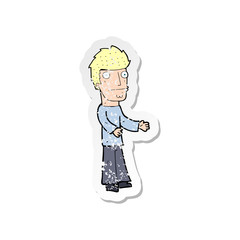 retro distressed sticker of a cartoon confused man