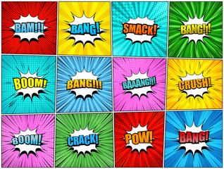 Comic book page backgrounds set
