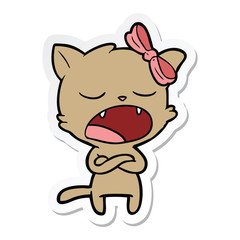 Obraz na płótnie Canvas sticker of a annoyed cartoon cat