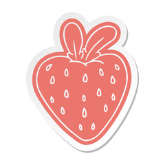 cartoon sticker of a fresh strawberry