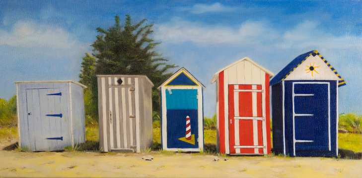 painting beach huts and cabins in nature