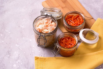 Jars of fermented vegetables.