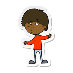 sticker of a cartoon curious man