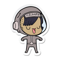 sticker of a cartoon astronaut woman