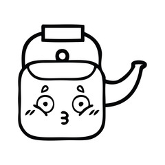 line drawing cartoon kettle