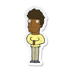 sticker of a cartoon worried man