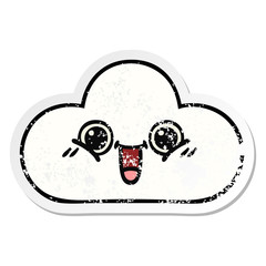 distressed sticker of a cute cartoon cloud