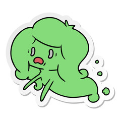 sticker cartoon of kawaii scary ghost