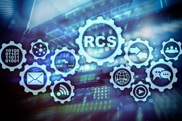 RCS. Rich Communication Services. ommunication Protocol. Technology concept