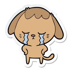 Obraz na płótnie Canvas sticker of a cute puppy crying cartoon