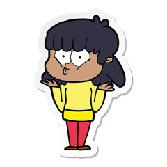 sticker of a cartoon whistling girl