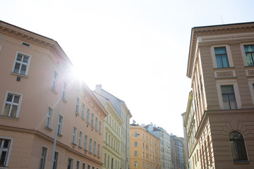 Streets with beautiful buildings in Prague