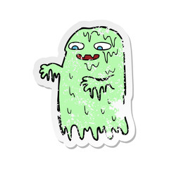 retro distressed sticker of a cartoon gross slime ghost