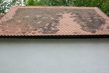 Aged shingles roof of barn