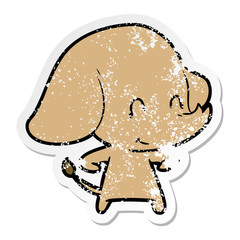 distressed sticker of a cute cartoon elephant