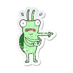 retro distressed sticker of a cartoon bug