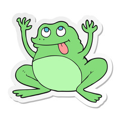 sticker of a funny cartoon frog