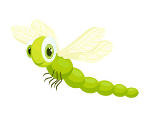 Green dragonfly with yellow wings