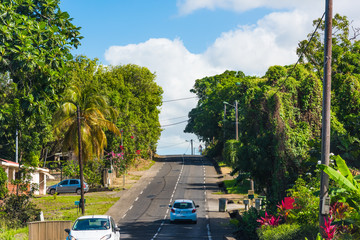 Picturesque road in Guadeloupe island