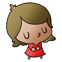 gradient cartoon of a cute kawaii girl