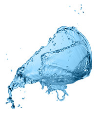 Fototapeta na wymiar blue color water splash isolated on white background, studio photo