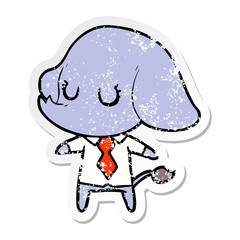 distressed sticker of a cute cartoon elephant