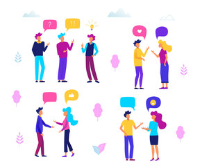 Fototapeta premium People with speech bubbles. People chatting. Communication concept vector illustration.