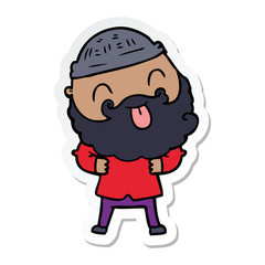 sticker of a man with beard sticking out tongue