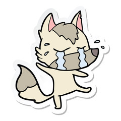 sticker of a cartoon crying wolf