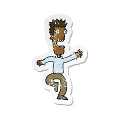 retro distressed sticker of a cartoon shrieking man