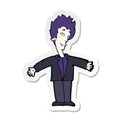 sticker of a cartoon happy vampire