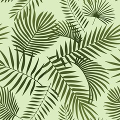 Green tropical leaves. Seamless graphic design with amazing palms leaves