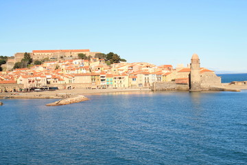 The famous Town of Collioure, in the foothills of the Pyrenees, located in Vermeille coast, the last stretch of the Rousillon coast before the Spanish border