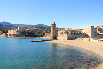 The famous Town of Collioure, in the foothills of the Pyrenees, located in Vermeille coast, the last stretch of the Rousillon coast before the Spanish border