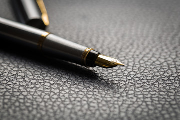 Fototapeta premium Fountain pen with clipping path on black background