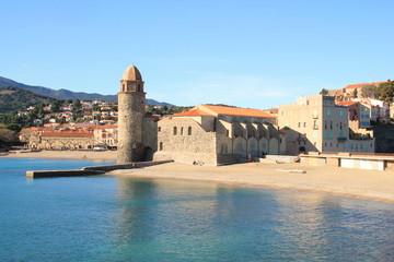 The famous Town of Collioure, in the foothills of the Pyrenees, located in Vermeille coast, the last stretch of the Rousillon coast before the Spanish border