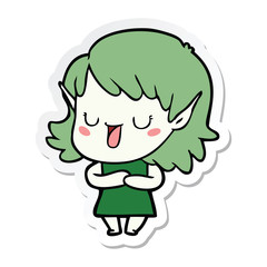 sticker of a cartoon elf girl