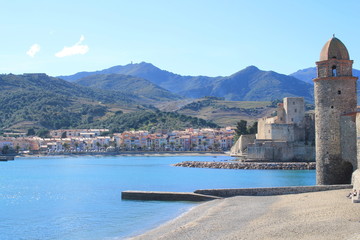 The famous Town of Collioure, in the foothills of the Pyrenees, located in Vermeille coast, the...