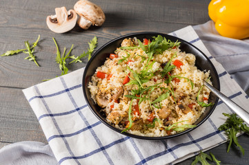Bowl with couscous and vegetables