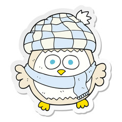 sticker of a cartoon cute little owl
