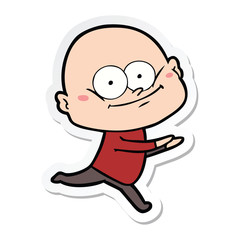 Obraz premium sticker of a cartoon bald man staring