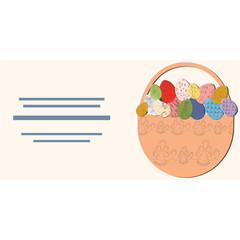 Easter basket with painted eggs text frame card.
