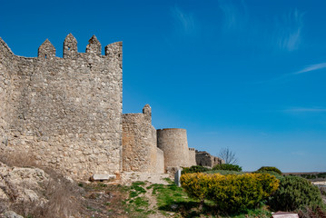 Views of the wall of  the small  medieval-style village Urue&ntilde;a