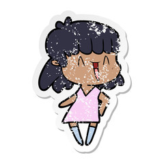 distressed sticker of a cartoon woman