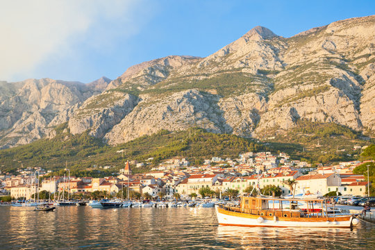 Makarska, Dalmatia, Croatia - An old traditional fishing boat at the harbor of Makarska